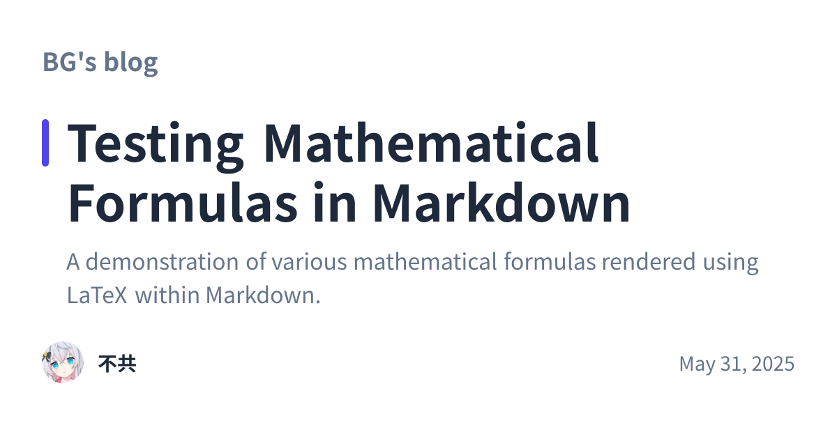 Share preview for Testing Mathematical Formulas in Markdown